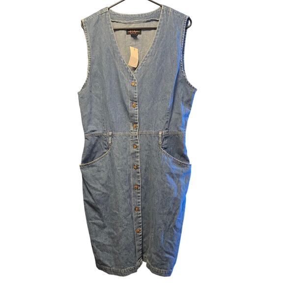 Vintage Gloria Vanderbilt denim jean dress NWT size large - Picture 1 of 6